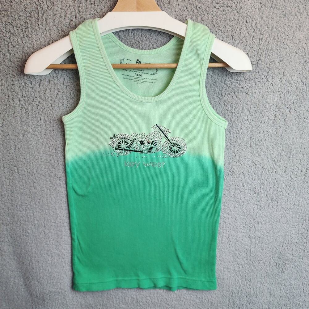 Vintage Girl Key West Women's Tank Top Medium Green Ombre Cotton